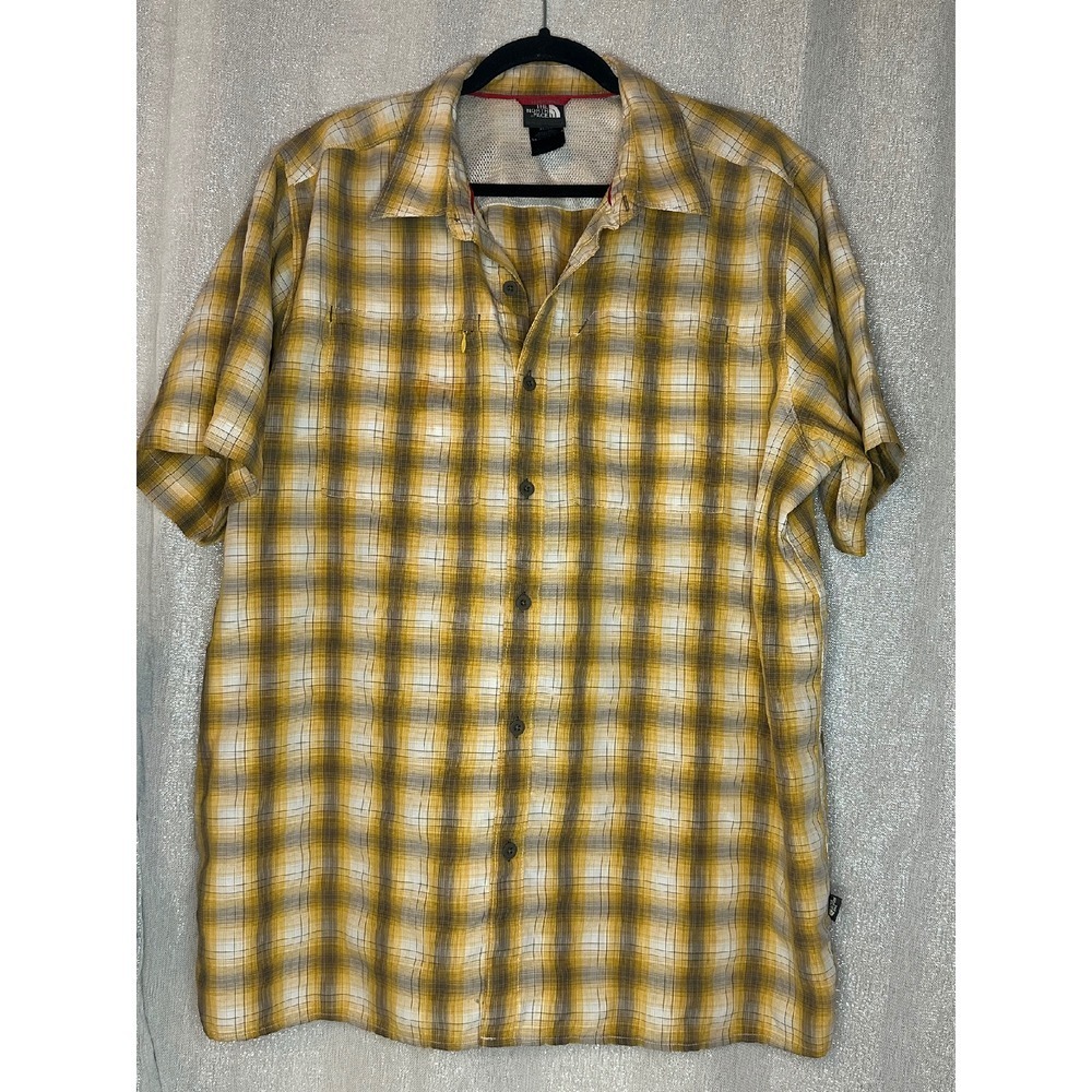 The‎ North Face Plaid Button Up Hiking Shirt Lightweight  Yellow Size XL